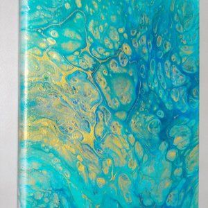 Original "Aqua Maze" acrylic painting, 8"x10"